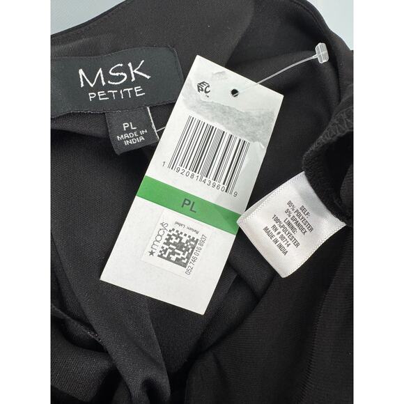 NWT MSK Petite Large Black Belted Dress Flutter Sleeve Work to Evening LBD - Picture 5 of 5